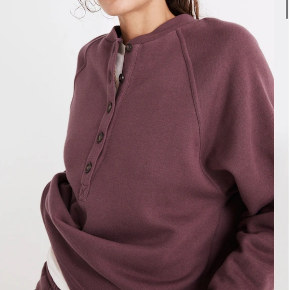 Madewell MWL Betterterry Henley Sweatshirt purple 41843 - Picture 2 of 12